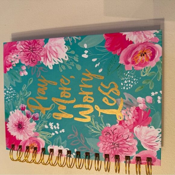 Floral Spiral Journal Notebook - Pray More, Worry Less - Picture 1 of 3